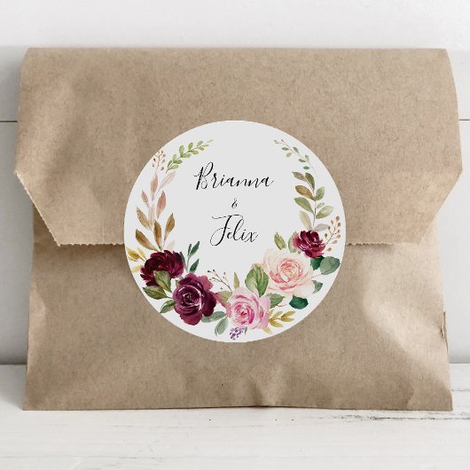 Rustieke Bloemen Botanische Bruiloft Envelope Seal Ronde Sticker