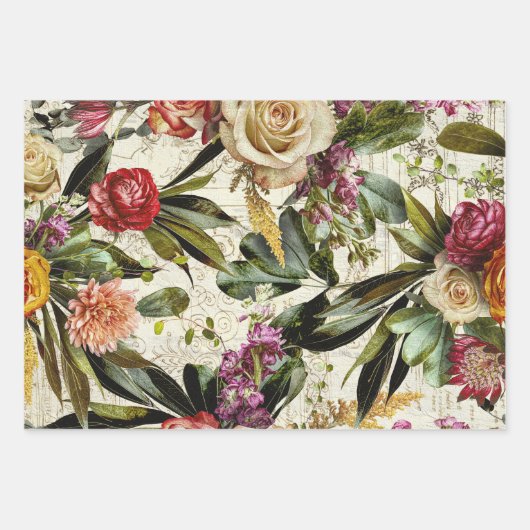  rustieke bloemen botanische decoupage inpakpapier vel (Voorkant 2)