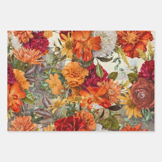  rustieke bloemen botanische decoupage inpakpapier vel (Voorkant)