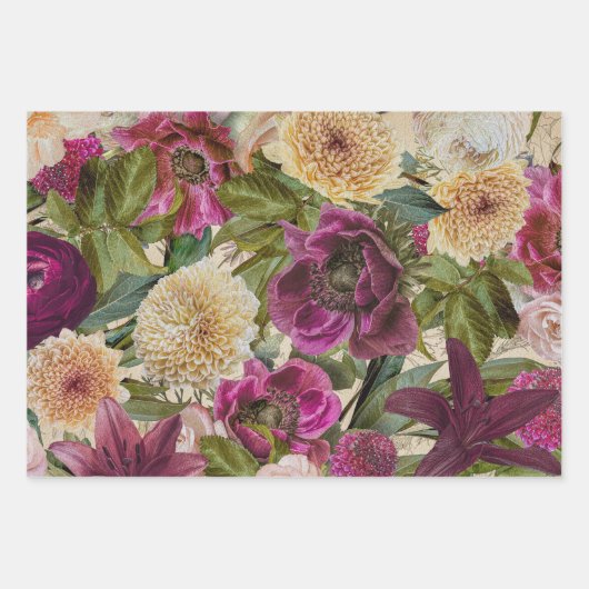 rustieke bloemen botanische decoupage inpakpapier vel (Voorkant 2)