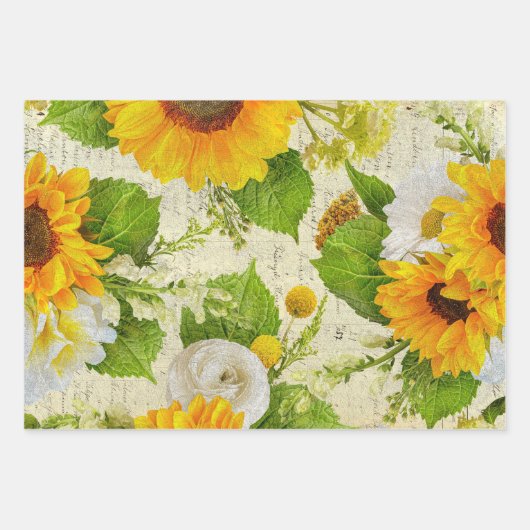 rustieke bloemen botanische decoupage inpakpapier vel (Voorkant 3)