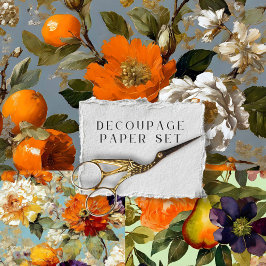  rustieke bloemen botanische decoupage inpakpapier vel