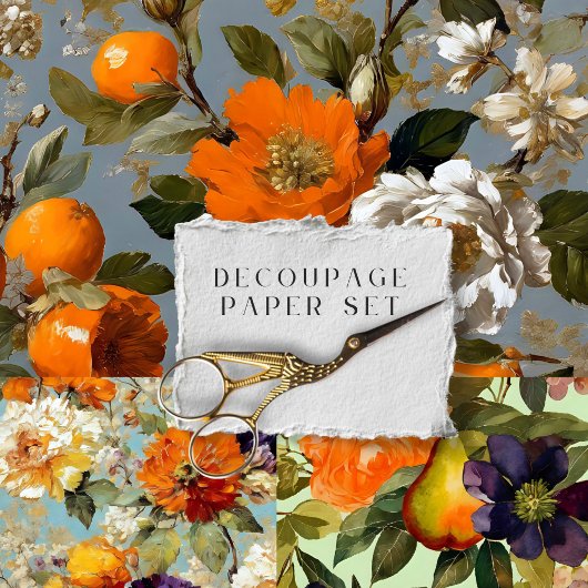  rustieke bloemen botanische decoupage inpakpapier vel