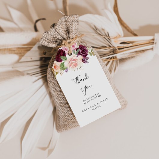 Rustieke Bloemen Botanische Foliage Bruiloft Dank Cadeaulabel