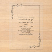  rustieke bloemen botanische grens bruiloft acryl uitnodigingen (Voorkant)