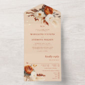 Rustieke Bloemen Botanische Pampas Herfst Boho Huw All In One Uitnodiging (Binnen)