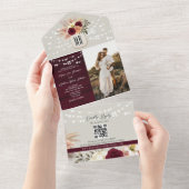 Rustieke Bloemen Bourgondië Fall Wedding All In One Uitnodiging (Afscheurbaar)