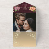 Rustieke Bloemen Bourgondië foto's Bruiloft All In One Uitnodiging (Buitenkant)