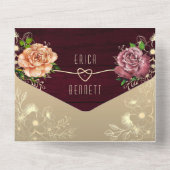 Rustieke Bloemen Bourgondië foto's Bruiloft All In One Uitnodiging (Achterkant)