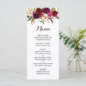 Rustieke Bloemen Bourgondië Marsala Menu Kaart (Staand voorkant)