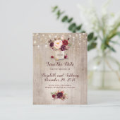 Rustieke Bloemen Bourgondië Save the Date Aankondigingskaart (Staand voorkant)