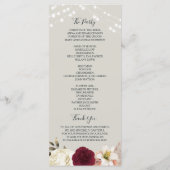 Rustieke bloemen Bourgondische bruiloft programma Programmakaart (Achterkant)