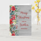 Rustieke bloemen Broer Vrolijk Kerstfeest Kaart (Gele Bloem)