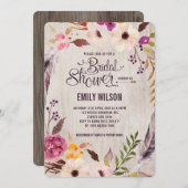 Rustieke Bloemen Bruids Douche Uitnodiging Boho Pa (Voorkant / Achterkant)