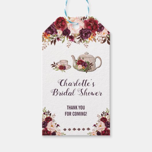 Rustieke Bloemen Bruids Tea Party Favor Cadeau Lab Cadeaulabel (Voorkant)