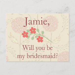 Rustieke Bloemen Bruidsmeisje uitnodiging Briefkaart