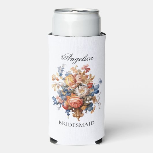 Rustieke  Bloemen Bruidsmeisje Voorstel Gift Seltzer Blikjeskoeler (Seltzer Voorkant)