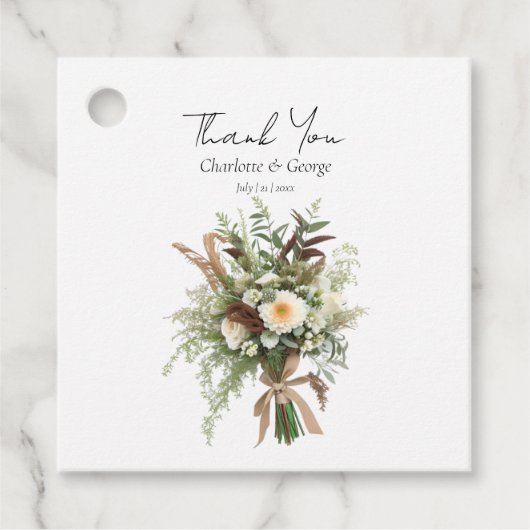 Rustieke bloemen bruiloft boeket bruiloft gunsten bedankjes labels (Voorkant)