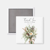 Rustieke bloemen bruiloft boeket bruiloft gunsten magneet (Voorkant / Achterkant)