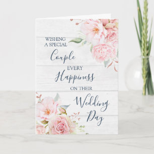 Rustieke bloemen bruiloft felicitaties kaart