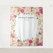 Rustieke bloemen bruiloft foto prop achtergrond wandkleed (Voorkant)