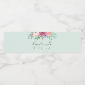 Rustieke Bloemen Bruiloft Groen Waterfles Etiket (Enkel label)