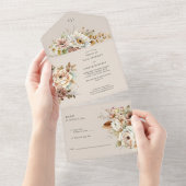 Rustieke Bloemen Bruiloft Herfst Landbloemen All In One Uitnodiging (Afscheurbaar)