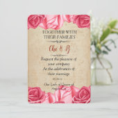 Rustieke Bloemen Bruiloft Kaart Invitation (Staand voorkant)