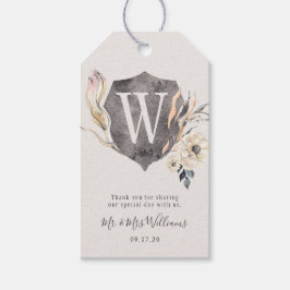 Rustieke Bloemen Bruiloft Monogram Crest Cadeaulabel