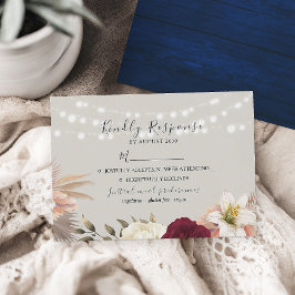 Rustieke bloemen bruiloft RSVP kaart lichten
