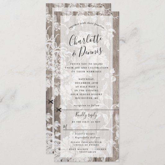 Rustieke bloemen bruiloft uitnodiging met rsvp bev (Voorkant / Achterkant)