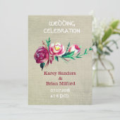 Rustieke bloemen bruiloft uitnodigingen (Staand voorkant)