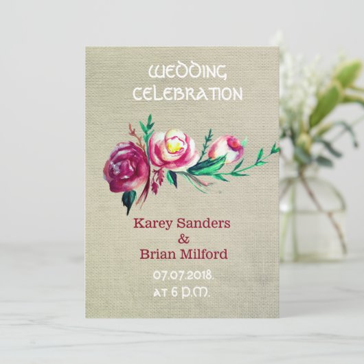 Rustieke bloemen bruiloft uitnodigingen (Staand voorkant)
