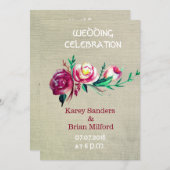 Rustieke bloemen bruiloft uitnodigingen (Voorkant / Achterkant)
