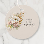 Rustieke Bloemen Bruin Blush Neutraal Bruiloft Bedankjes Labels (Voorkant)