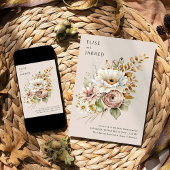 Rustieke Bloemen Bruin Neutraal Eenvoudige Elegant Kaart