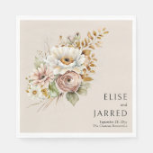 Rustieke Bloemen Bruin Neutraal Gepersonaliseerde  Servet (Voorkant)