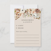 Rustieke Bloemen Bruin Neutraal Land Bruiloft RSVP Kaartje (Voorkant)