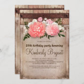 Rustieke Bloemen Burlap Barn Wood Verjaardagsfeest Kaart (Voorkant / Achterkant)