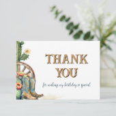 Rustieke Bloemen Cactus Country Cowgirl Verjaardag Bedankkaart (Staand voorkant)