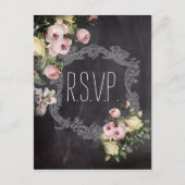 rustieke  bloemen Chalkboard bruiloft rsvp Uitnodiging Briefkaart (Voorkant)