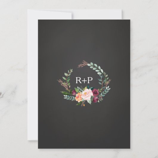 Rustieke Bloemen Chalkboard bruiloft uitnodiging (Achterkant)