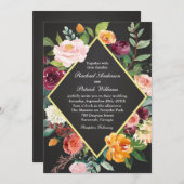 Rustieke Bloemen Chalkboard bruiloft uitnodiging (Voorkant / Achterkant)