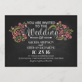 Rustieke Bloemen Chalkboard bruiloft uitnodigingen