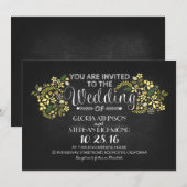 Rustieke Bloemen Chalkboard bruiloft uitnodigingen (Voorkant / Achterkant)