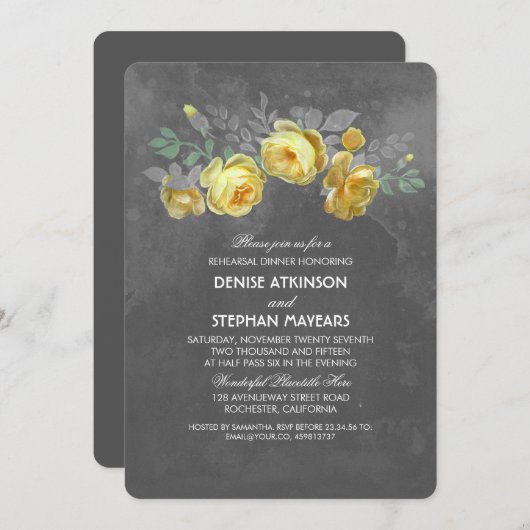 Rustieke Bloemen Chalkboard repetitie diner Kaart (Voorkant / Achterkant)