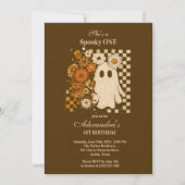 Rustieke Bloemen Checkerboard Ghost 1st Verjaardag Kaart (Voorkant)