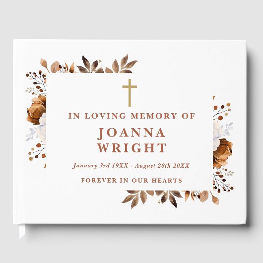 Rustieke bloemen Christelijk in liefdevolle herinn Gastenboek (Voorkant)