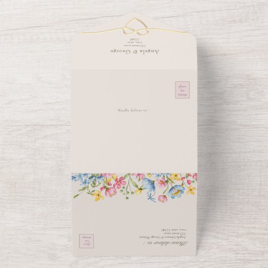 Rustieke Bloemen Country Wedding All In One Uitnodiging (Buitenkant)