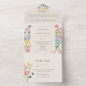 Rustieke Bloemen Country Wedding All In One Uitnodiging (Binnen)